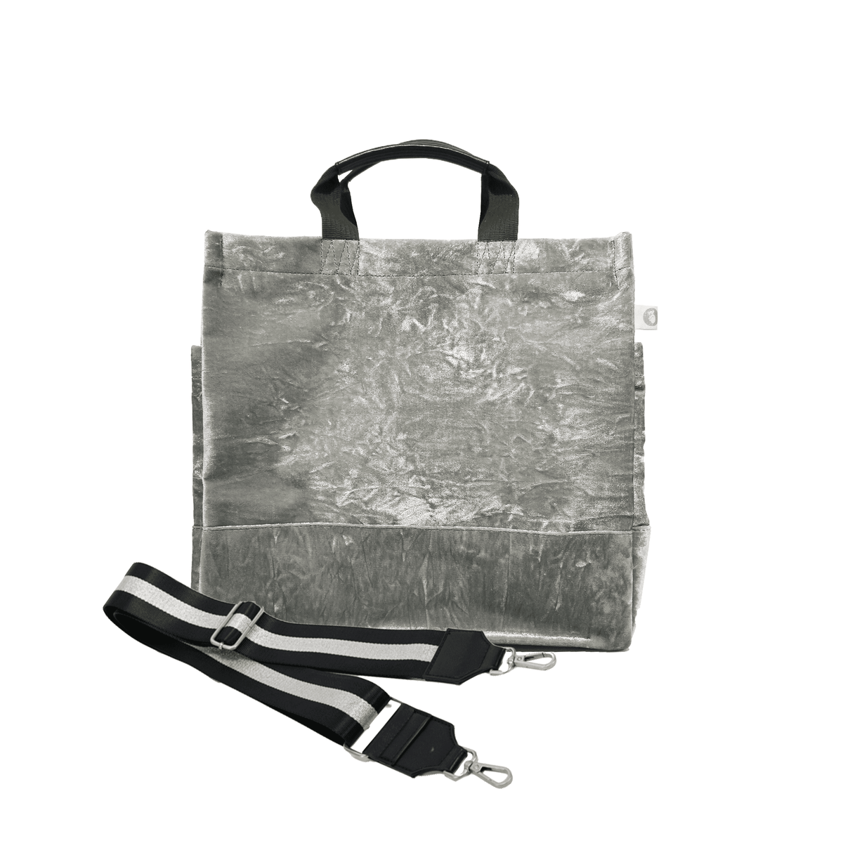 Monogram Stripe Luxe North South: Grey Crushed Velvet - Quilted Koala