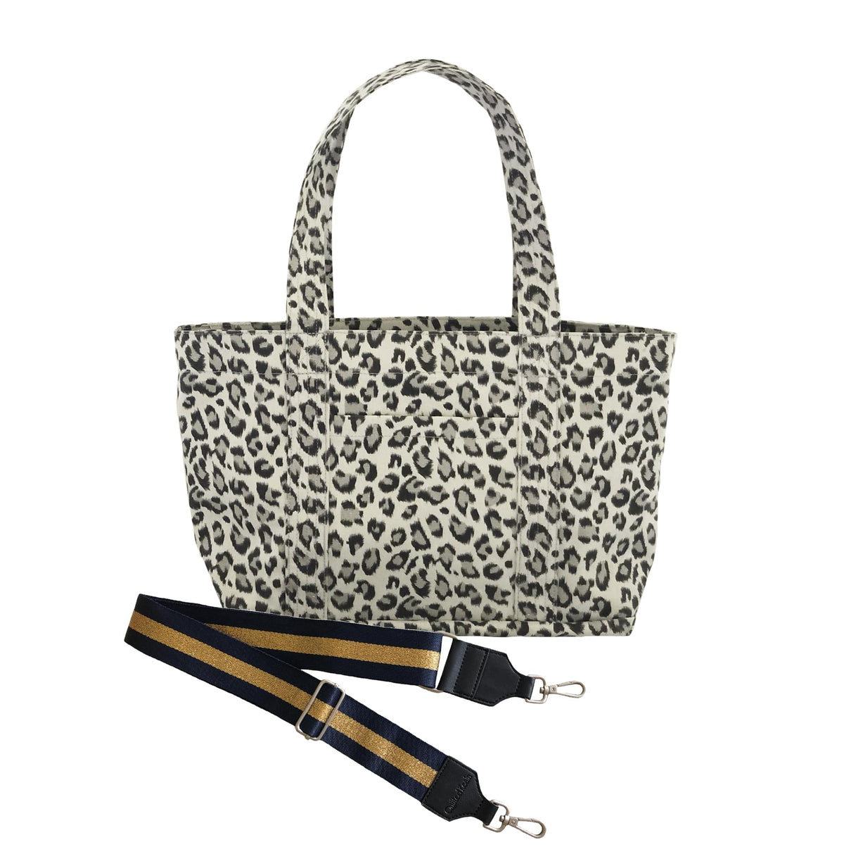Split Letter Monogram - Midi Zipper Tote: Leopard - Quilted Koala