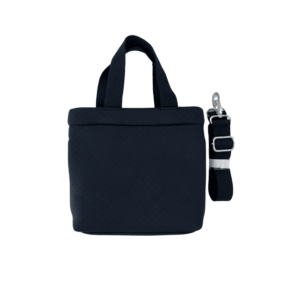 Black Neoprene Midi Town Bag with Heart Paracord Charm - Quilted Koala