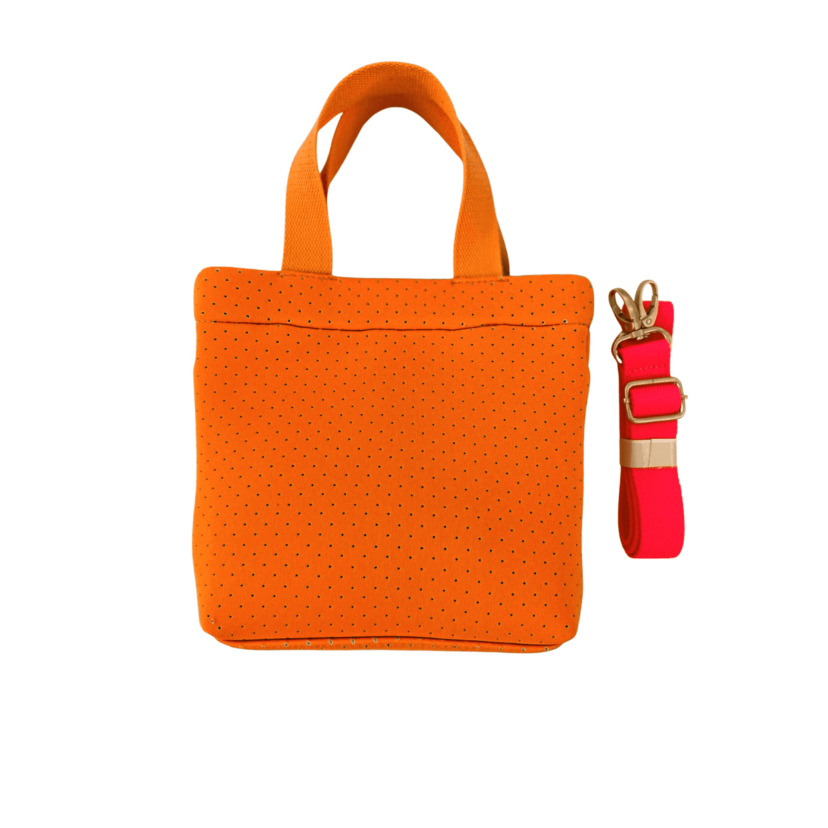 Neon Orange Neoprene Midi Town Bag with Heart Paracord Charm - Quilted Koala