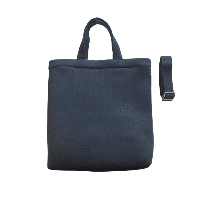 Black Neoprene Town Bag with Heart Paracord Charm - Quilted Koala