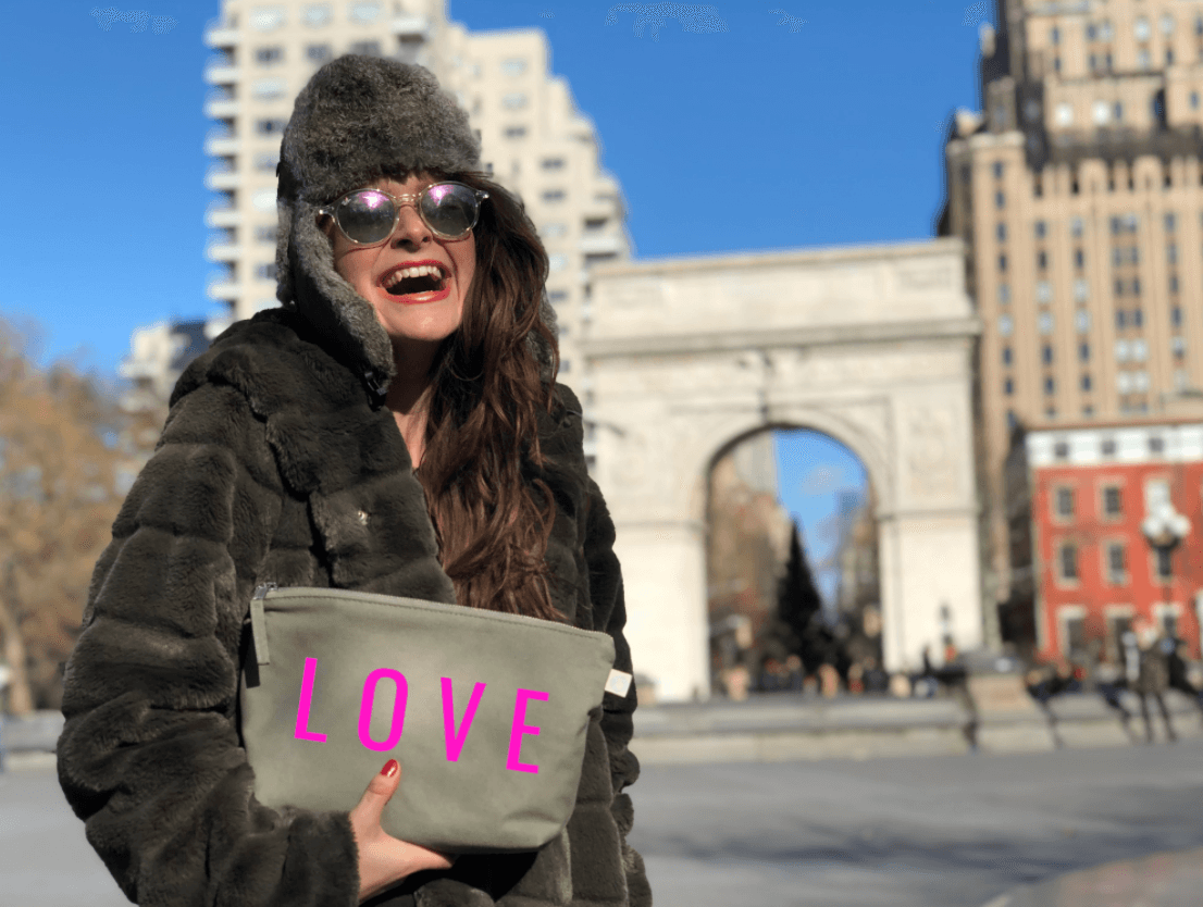 LOVE Collection: Clutch Olive with Neon Pink Matte LOVE - Quilted Koala