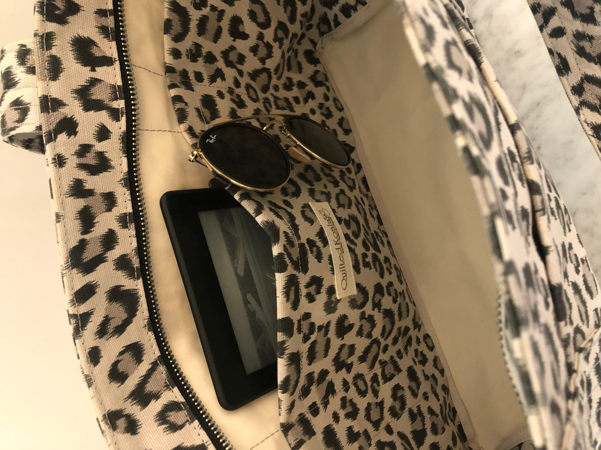 Leopard Midi Zipper Tote Bundle (Gold) - Quilted Koala