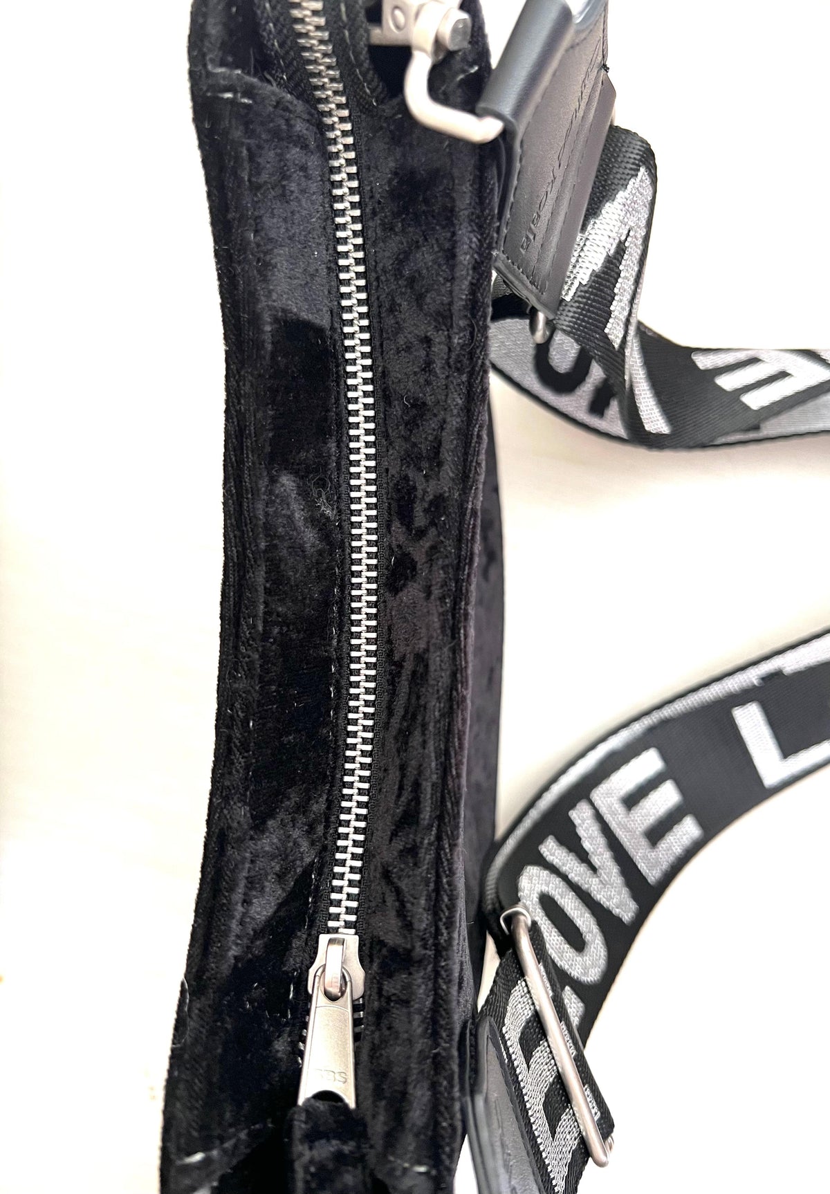 Mini City Bag: Black Crushed Velvet - Quilted Koala