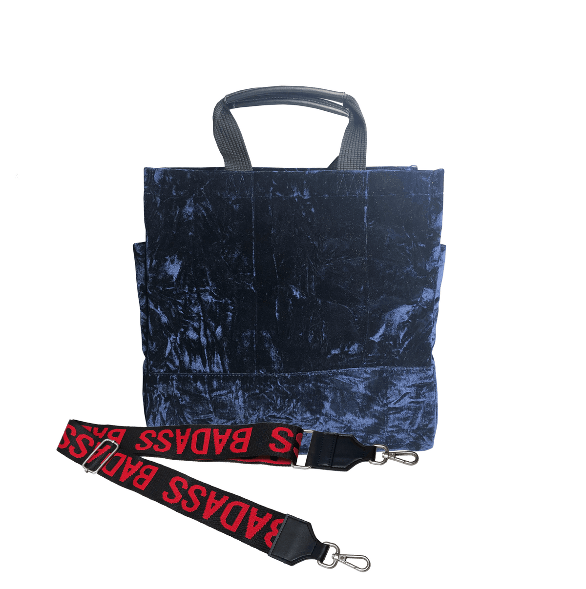 Split Letter Monogram Luxe North South: Midnight Blue Crushed Velvet - Quilted Koala