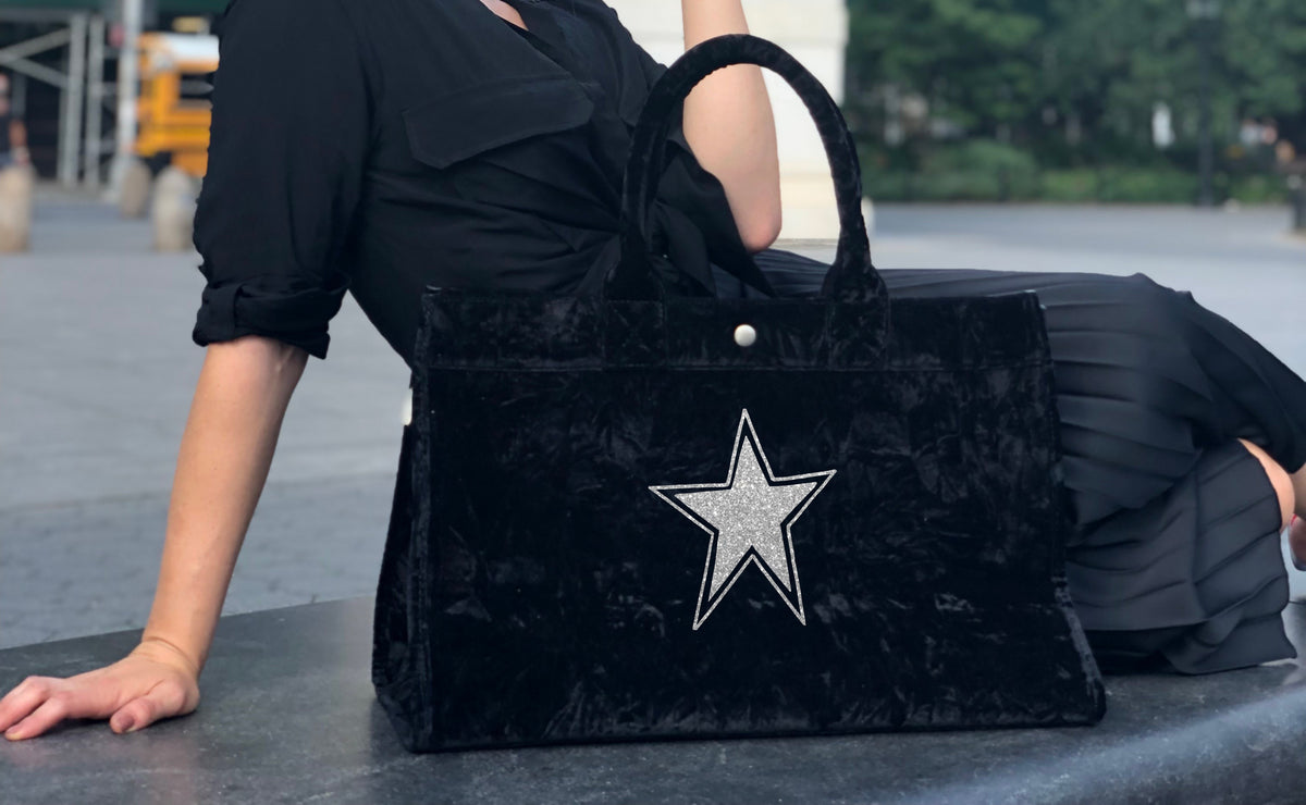 Black Crushed Velvet Bags and Accessories- Perfect for the season!.