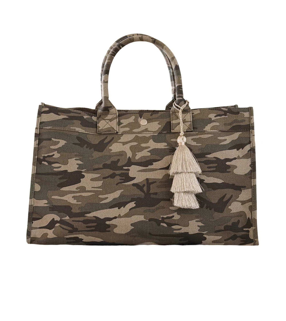 Green Camo East West Bag + FREE Champagne Tassel - Quilted Koala