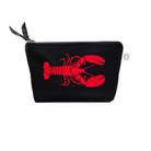 Makeup Bag Black with a Red Lobster - Quilted Koala