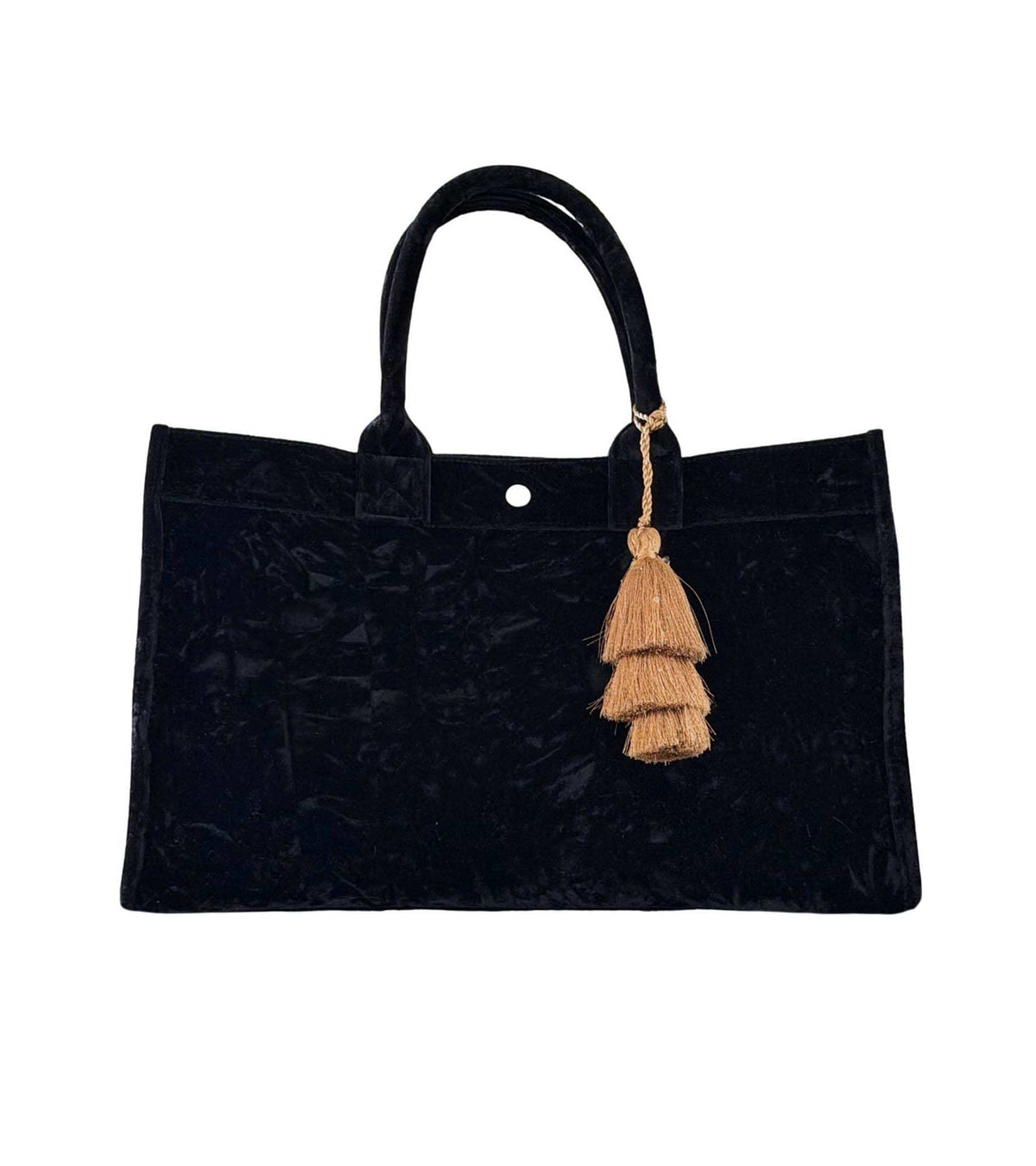 Black Velvet East West Bag + FREE Gold Tassel - Quilted Koala