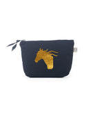 Gold Horse Head Navy Makeup Bag - Quilted Koala