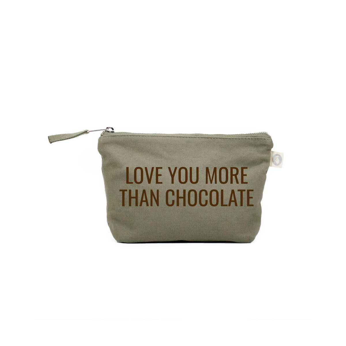 Olive Makeup Bag: LOVE YOU MORE THAN CHOCOLATE - Quilted Koala