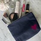 Navy Makeup Bag with Bordeaux Glow Heart - NEW! - Quilted Koala