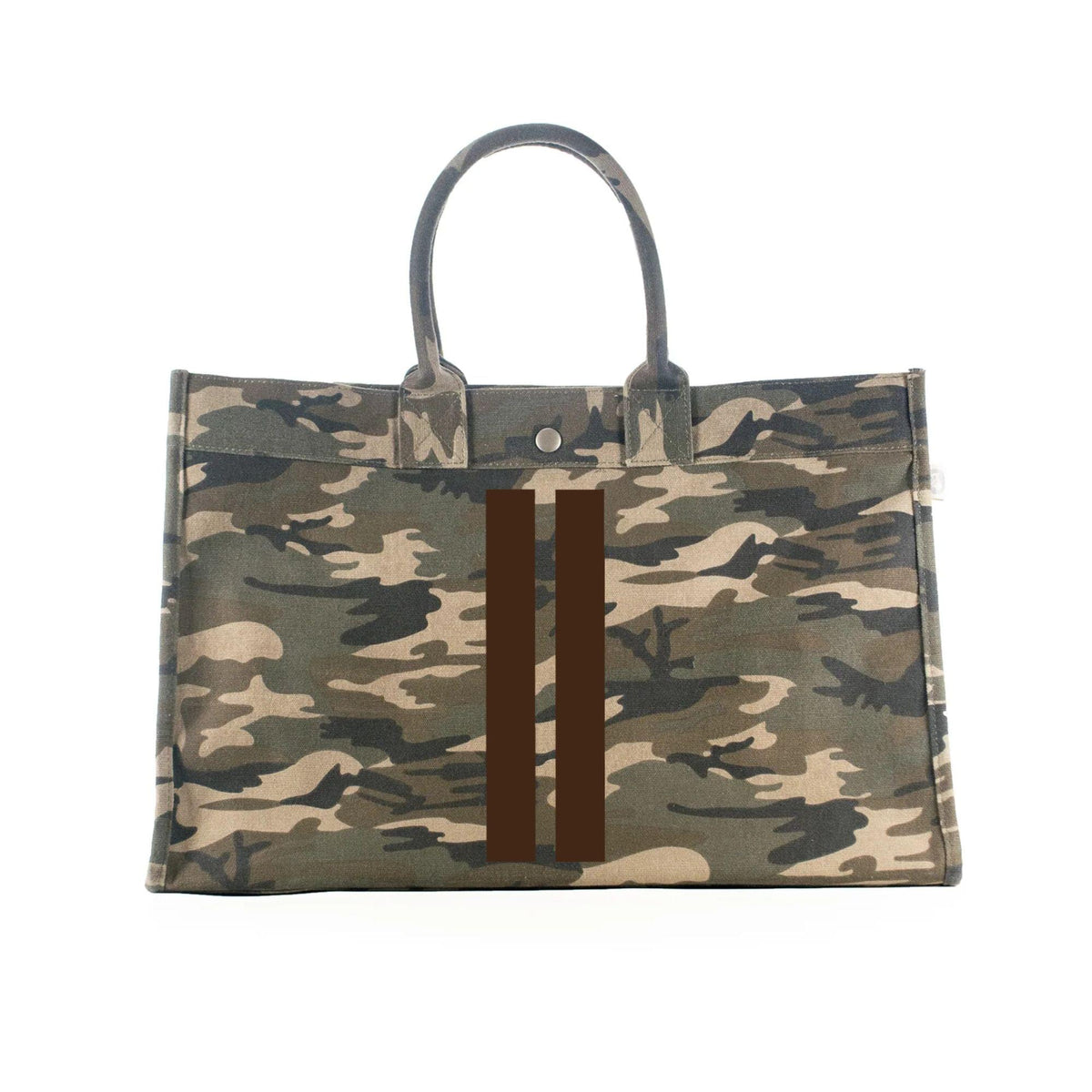 East West Bag: Green Camo & Dark Chocolate Double Stripe - Quilted Koala
