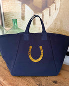 Gold Horseshoe Navy Chelsea Bag - Quilted Koala