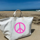 Natural Chelsea Bag with Neon Pink BOLD PEACE SIGN - Quilted Koala