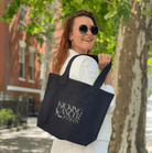 Kicking Cancer in Heels Midi Everything Bag- Silver Glitter on Black - Quilted Koala