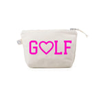 Natural Makeup Bag- Neon Pink GOLF (Heart) - Quilted Koala