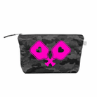 Pickleball Paddles Clutch - Black Camo with Pink - Quilted Koala