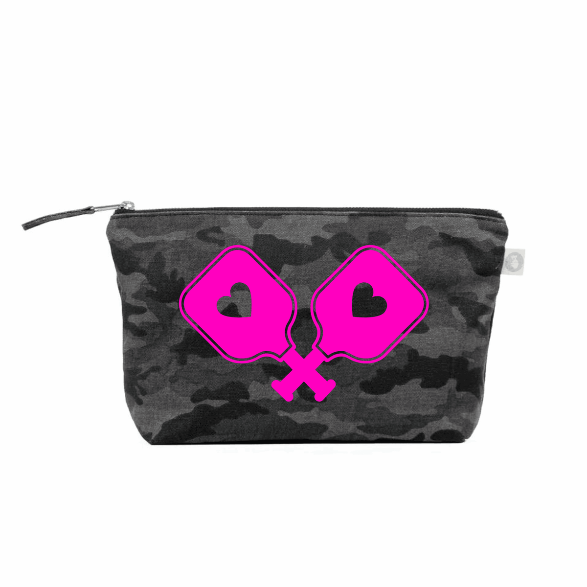 Pickleball Paddles Clutch - Black Camo with Pink - Quilted Koala