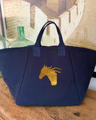 Gold Horse Head Navy Chelsea Bag - Quilted Koala
