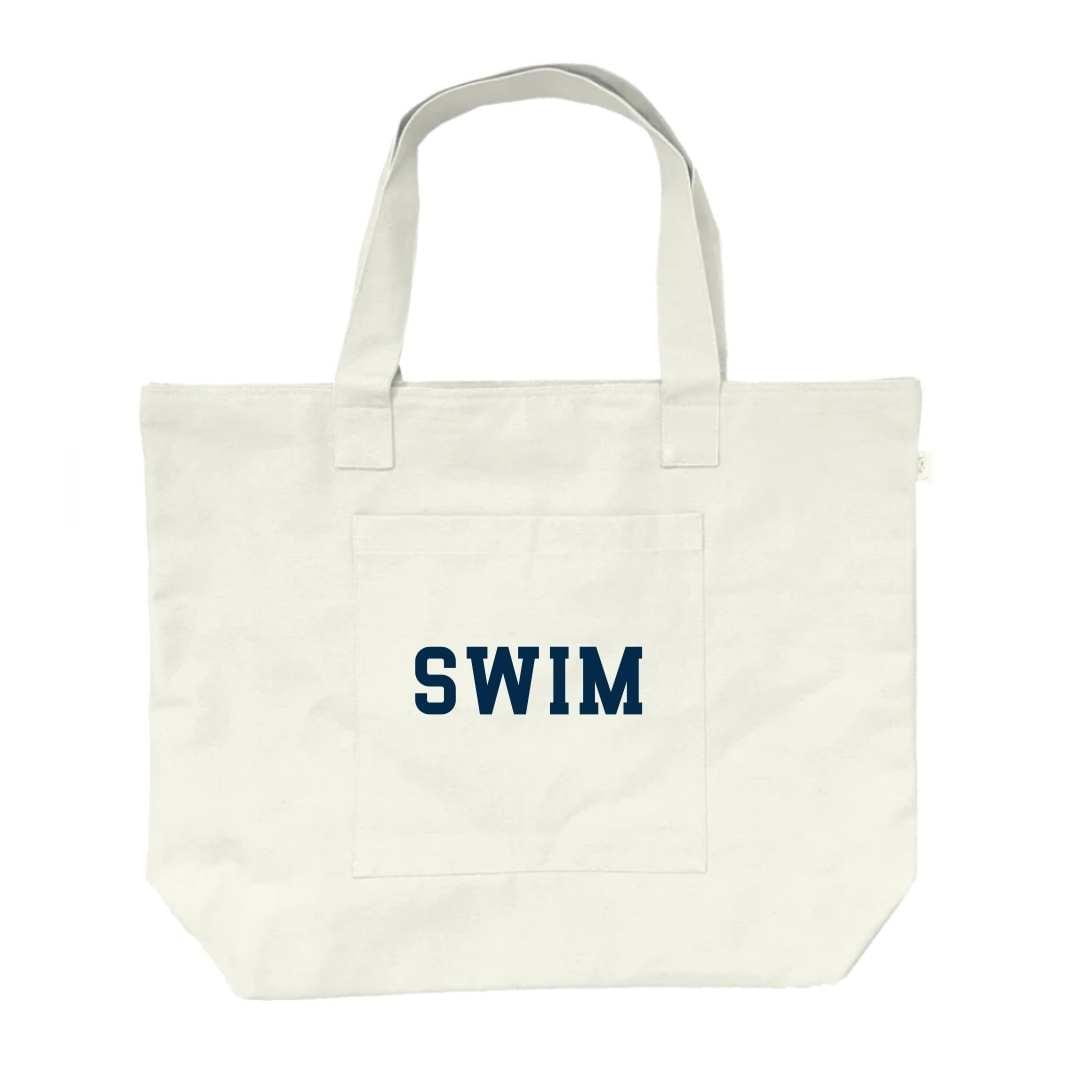 Midi Everything Bag - Natural with Navy SWIM - Quilted Koala