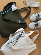 Ivory Neoprene Town Bag with Peace Sign Paracord Charm - Quilted Koala