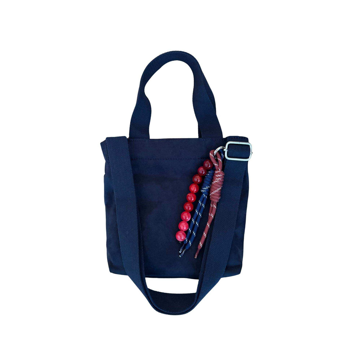 Midi Town Crossbody Bag: Navy Vegan Suede + Beaded Paracord Charm - Quilted Koala