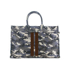 East West Bag: Grey Camo with Chocolate Brown Double Stripe - Quilted Koala