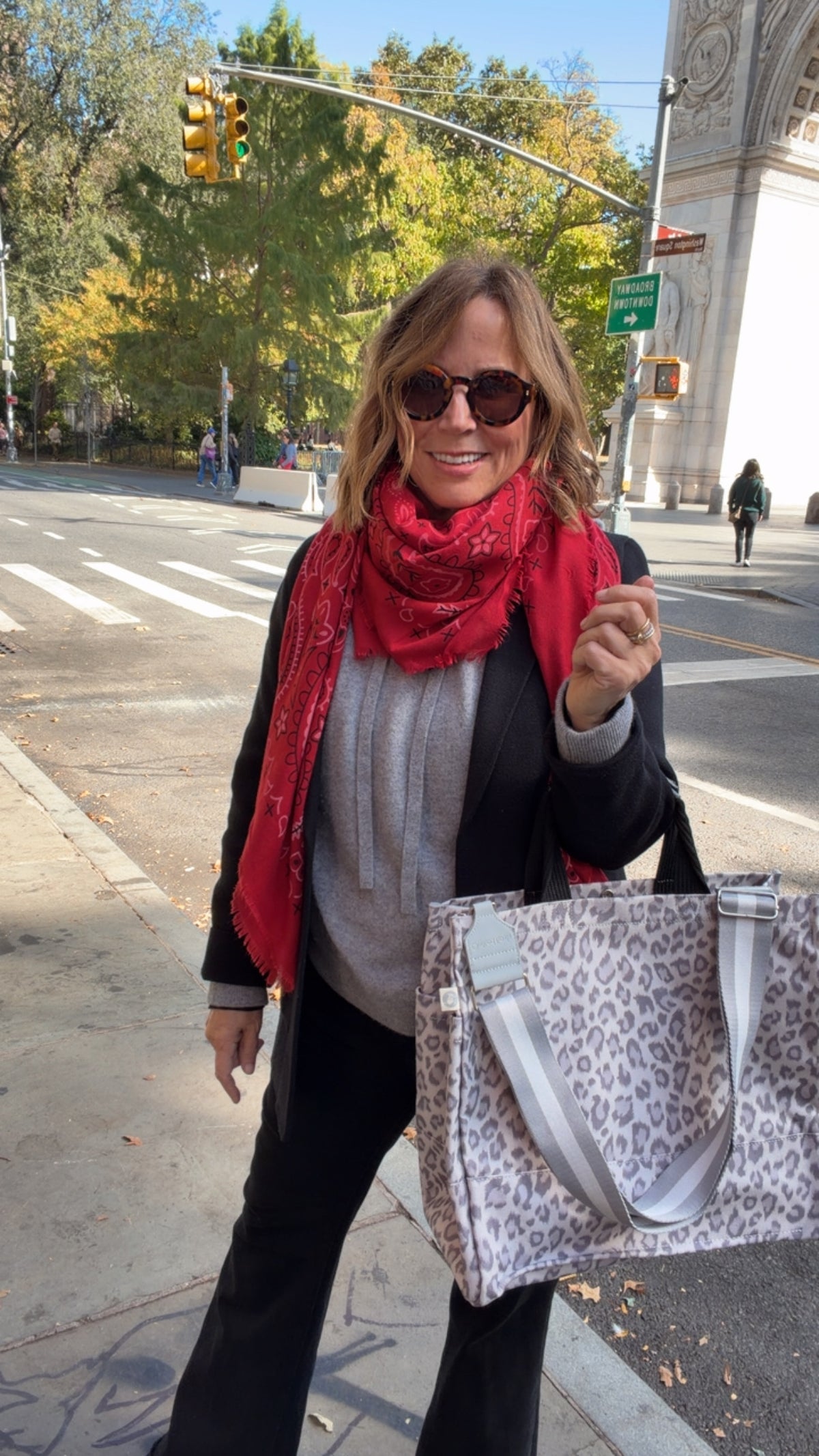 Grey Leopard Luxe North South Bag + FREE Grey & White Luxe Strap - Quilted Koala