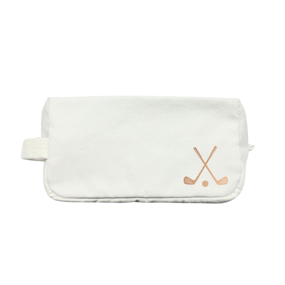Natural Dopp Bag - Rose Gold Foil Golf Clubs - Quilted Koala