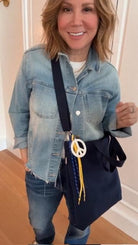 Navy Neoprene Town Bag with Peace Sign Paracord Charm - Quilted Koala