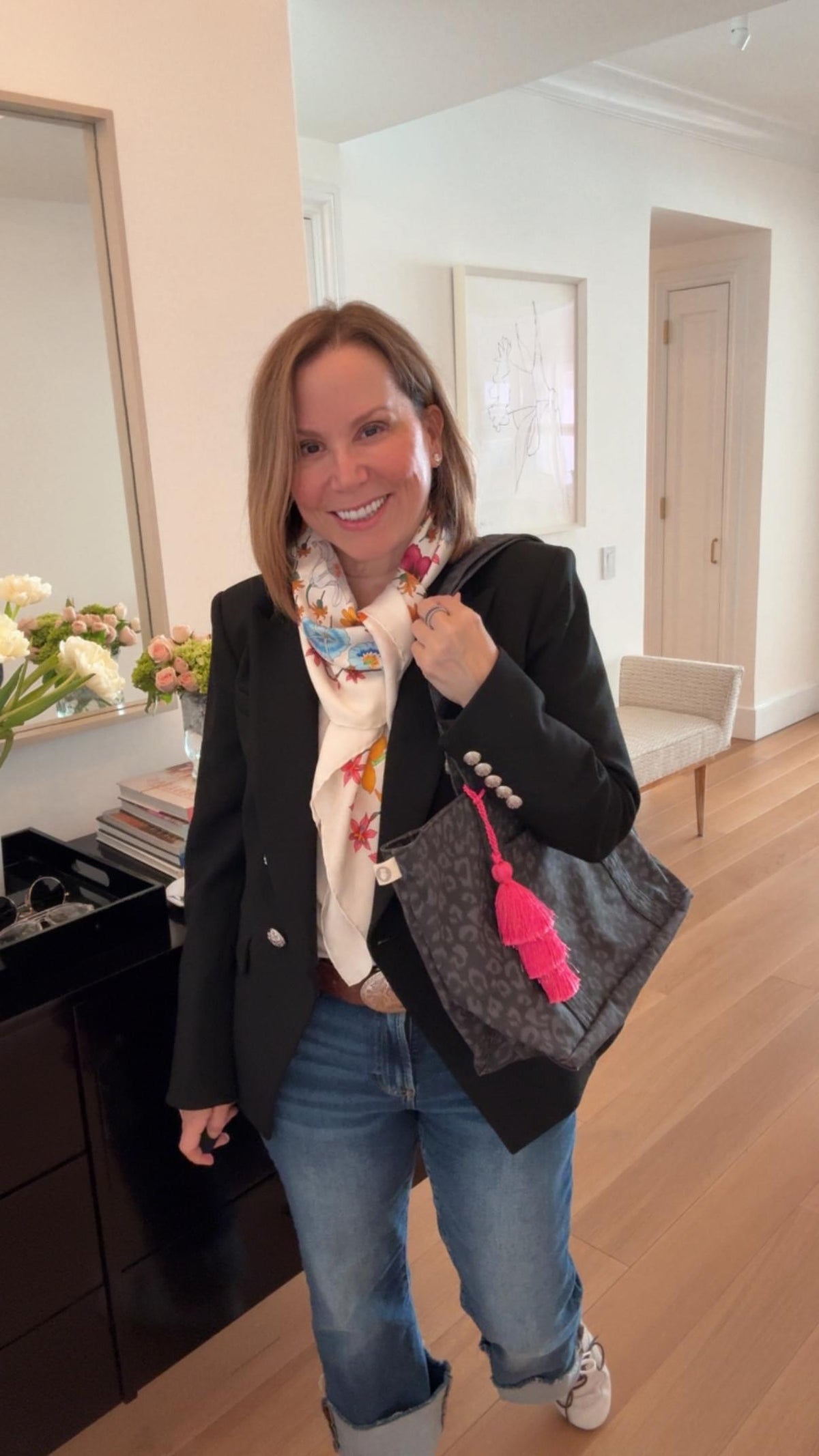 Black Leopard Midi Zipper Tote + FREE Pink Tassel - Quilted Koala