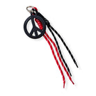 Paracord Bag Charm - Black Peace Charm with Black & Red - Quilted Koala