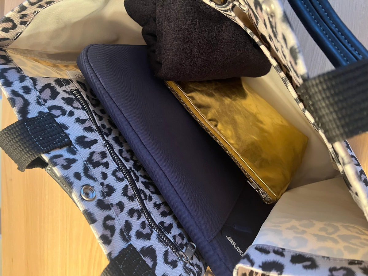 Monogram Split Letter: Leopard Luxe North South Bag - Quilted Koala