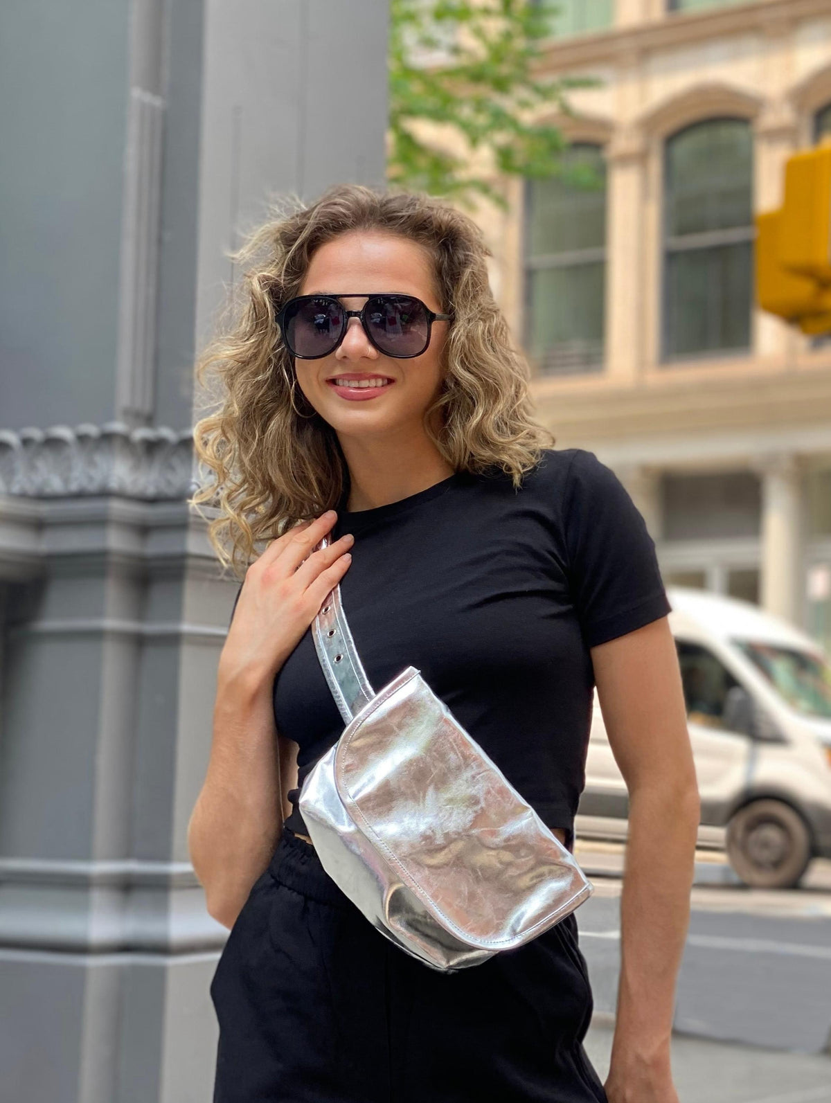 Silver Metallic Adjustable Belt Bag - Quilted Koala
