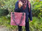 Pink Velvet Luxe North South Bag + FREE Wine & Navy Geo Luxe Strap - Quilted Koala