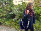 Midnight Blue Velvet Luxe North South Bag + FREE Navy & Gold Luxe Strap - Quilted Koala