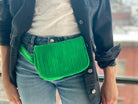 Quilted Velvet Adjustable Belt Bag - Electric Green - Quilted Koala