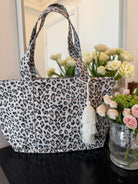Leopard Midi Zipper Tote + FREE Natural Tassel - Quilted Koala