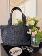 Black Leopard Midi Zipper Tote + FREE Black Tassel - Quilted Koala
