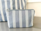 Koala Basics: Makeup Bag: Blue Ticking Stripe - Quilted Koala