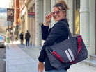 Midi Zipper Tote: Black Leopard Coated Canvas - Quilted Koala