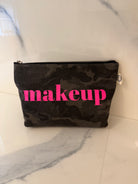 Makeup Bag: Black Camo (neon pink) - LAST ONE! - Quilted Koala