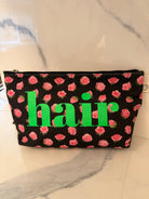 Black Floral Large Makeup Bag - HAIR LAST ONE! - Quilted Koala