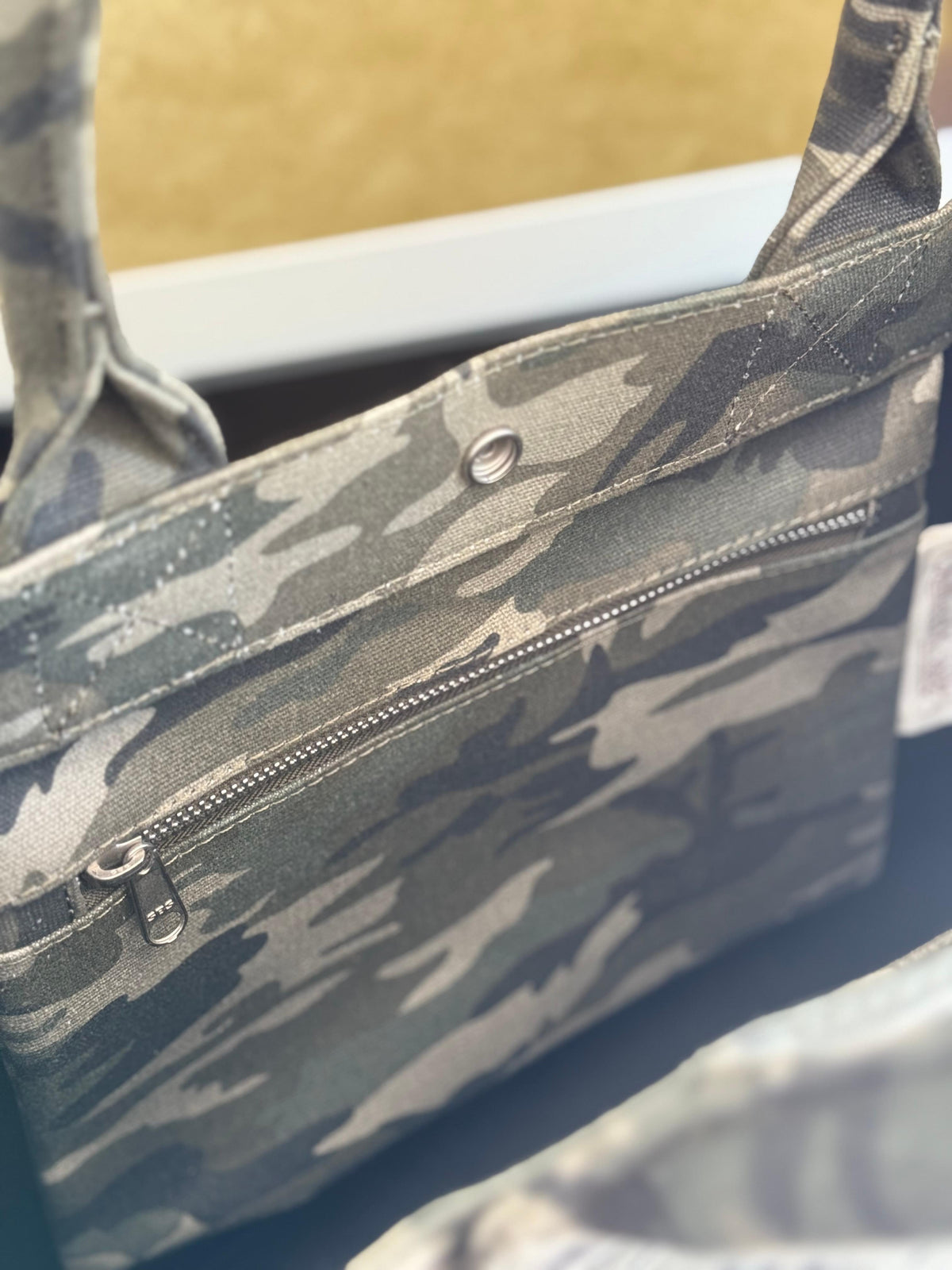 East West Bag: Green Camo & Dark Chocolate Monogram Stripe - Quilted Koala
