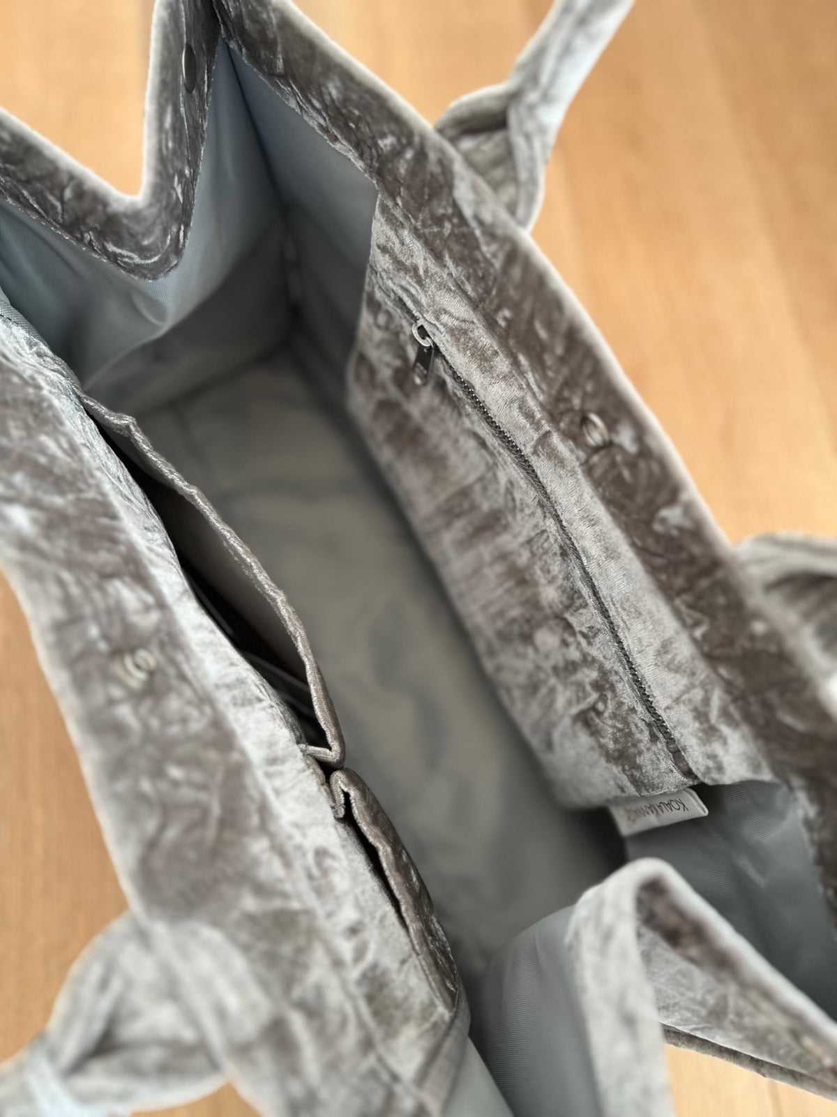 Grey Velvet East West Bag + FREE Silver Tassel - Quilted Koala