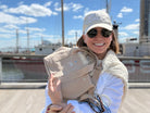 The Seaport Boat Bag - Stone Canvas Single Letter Monogram - Quilted Koala