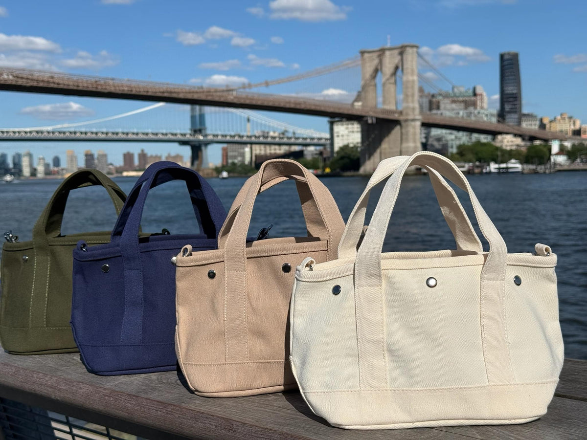 The Seaport Boat Bag - Stone Canvas Single Letter Monogram - Quilted Koala