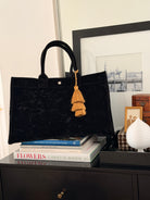 Black Velvet East West Bag + FREE Gold Tassel - Quilted Koala