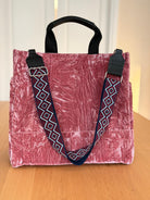 Pink Velvet Luxe North South Bag + FREE Wine & Navy Geo Luxe Strap - Quilted Koala